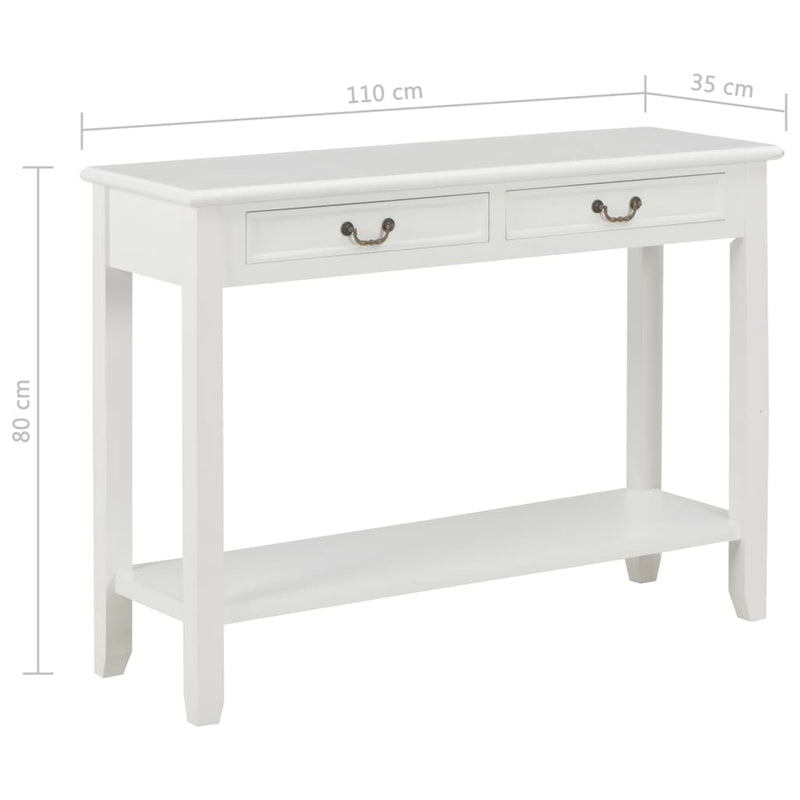Console Table White 43.3"x13.7"x31.4"Wood