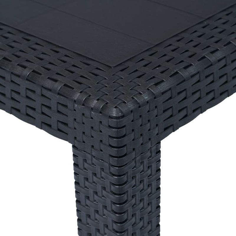 Patio Table Anthracite 86.6"x35.4"x28.3" Plastic Rattan Look