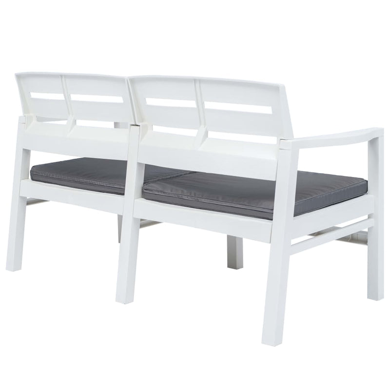 2-Seater Patio Bench with Cushions 52.4" Plastic White