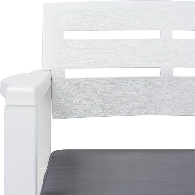 2-Seater Patio Bench with Cushions 52.4" Plastic White