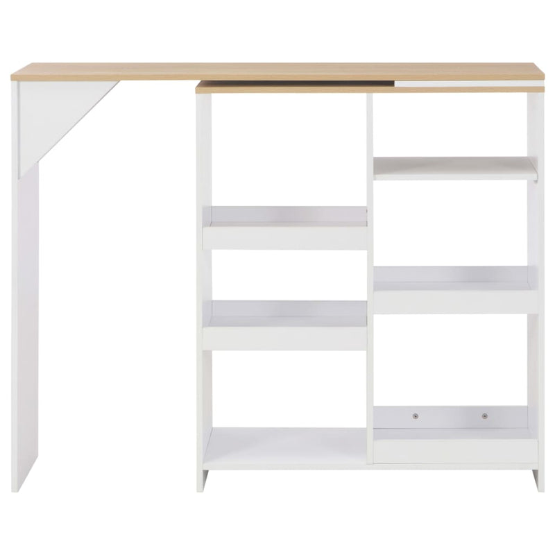 Bar Table with Moveable Shelf White 54.3"x15.4"x43.3"
