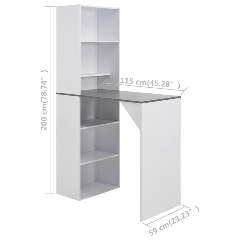 Bar Table with Cabinet White 45.28"x23.23"x78.74"