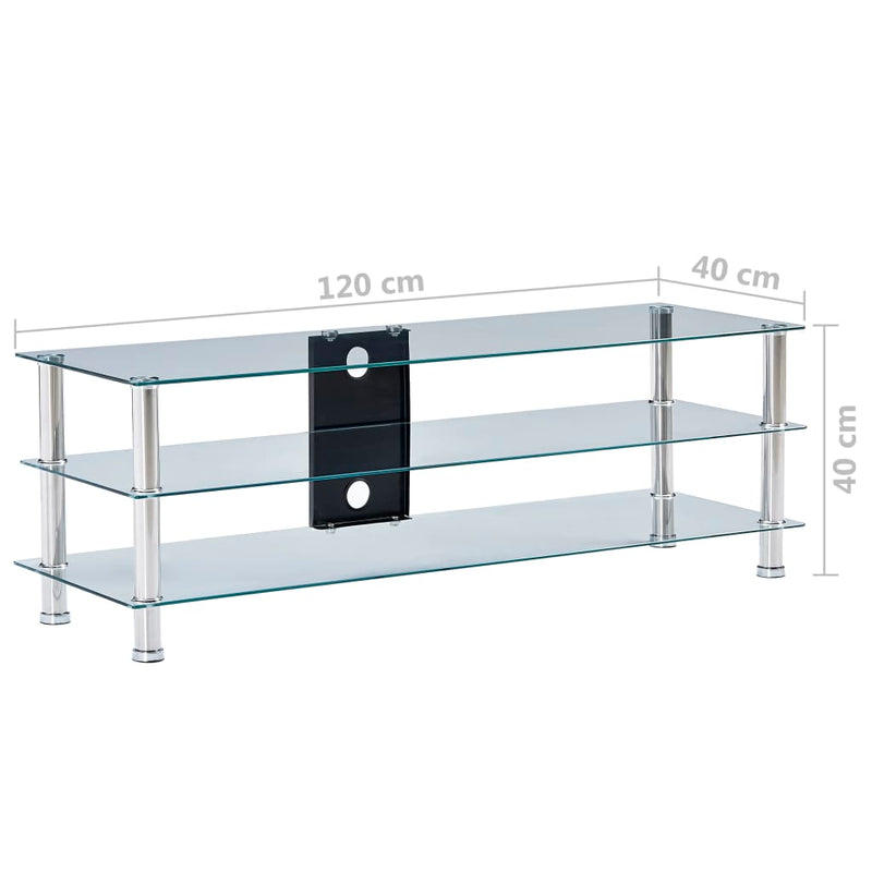 TV Stand Transparent 47.2"x15.7"x15.7" Tempered Glass