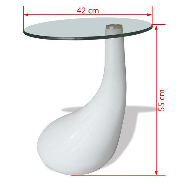Coffee Table with Round Glass Top High Gloss White