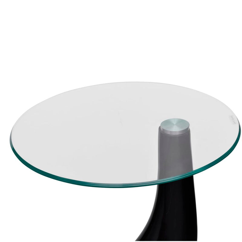 Coffee Table with Round Glass Top High Gloss Black