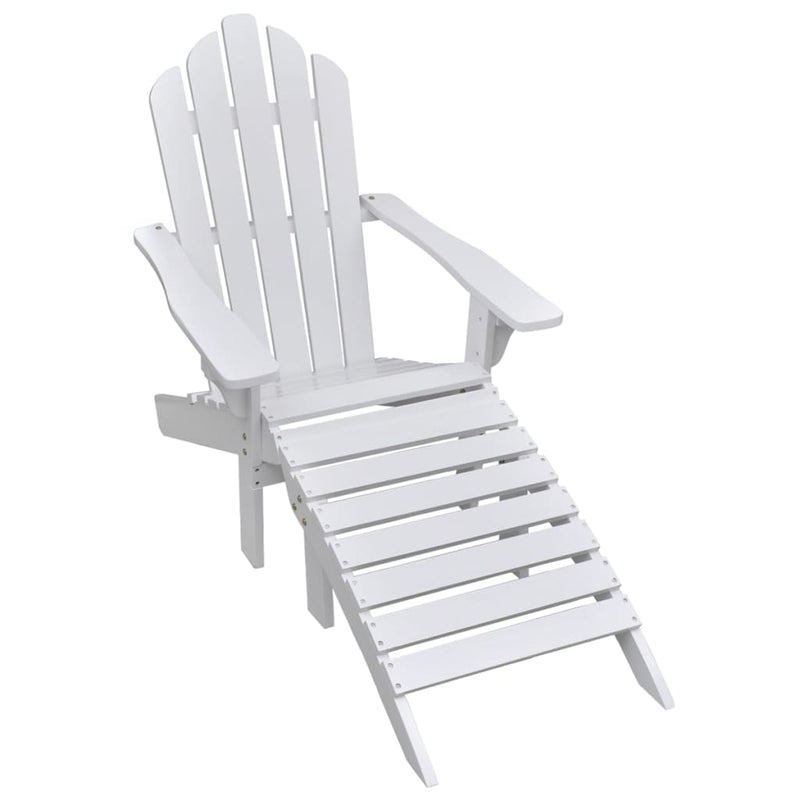 Patio Chair with Ottoman Wood White