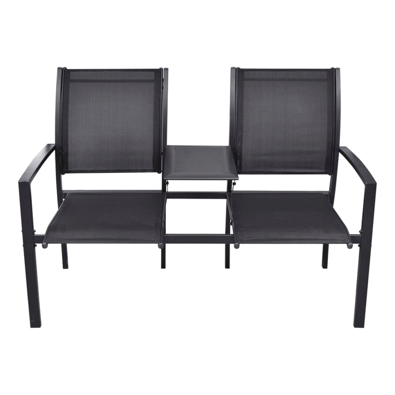 2 Seater Patio Bench 51.6" Steel and Textilene Black