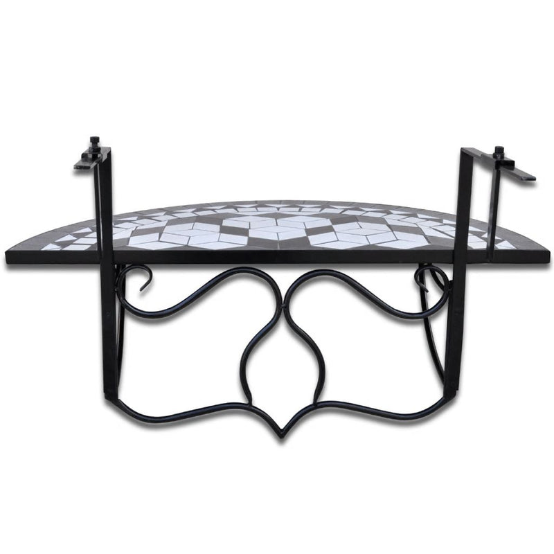 Hanging Balcony Table Black and White Mosaic
