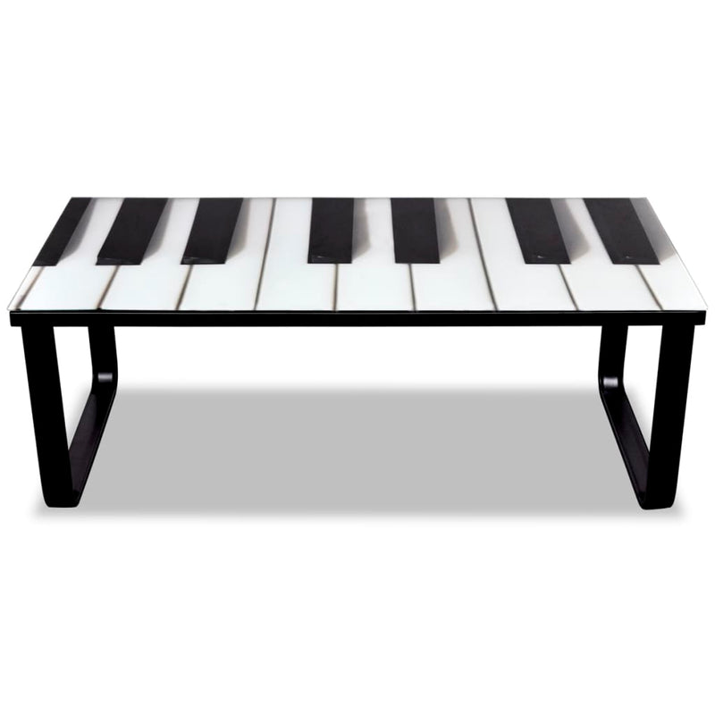 Coffee Table with Piano Printing Glass Top