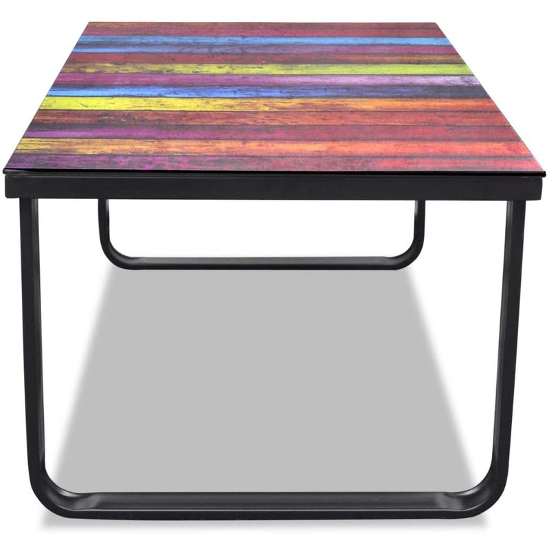 Coffee Table with Rainbow Printing Glass Top