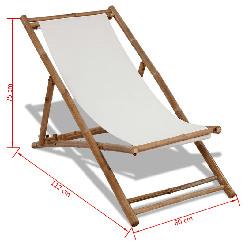 Patio Deck Chair Bamboo and Canvas