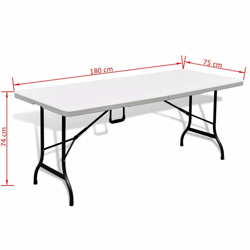 Folding Patio Table White 70.9"x29.5"x29.1" HDPE