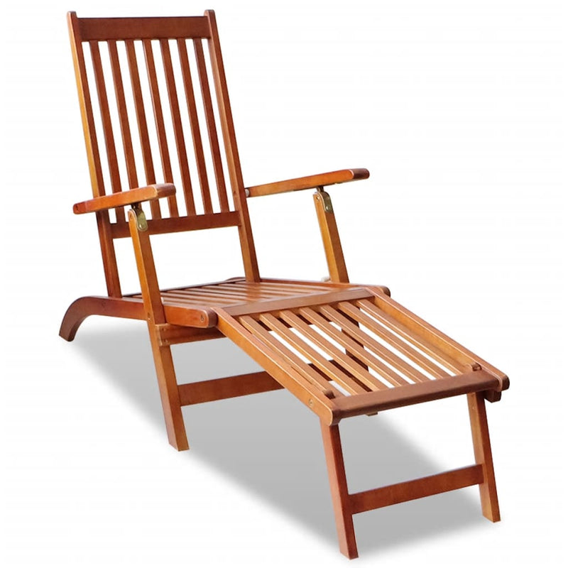 Patio Deck Chair with Footrest Solid Acacia Wood