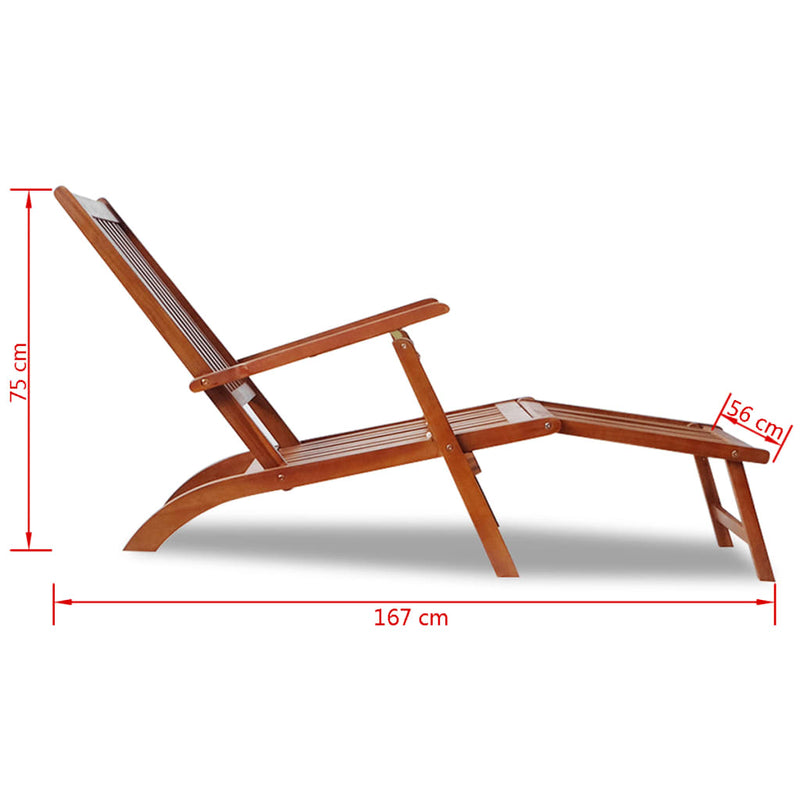 Patio Deck Chair with Footrest Solid Acacia Wood