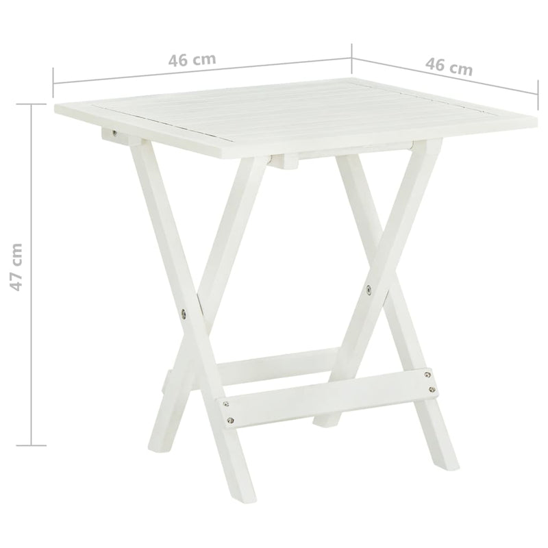 Bistro Table White 18.1"x18.1"x18.5" Solid Acacia Wood