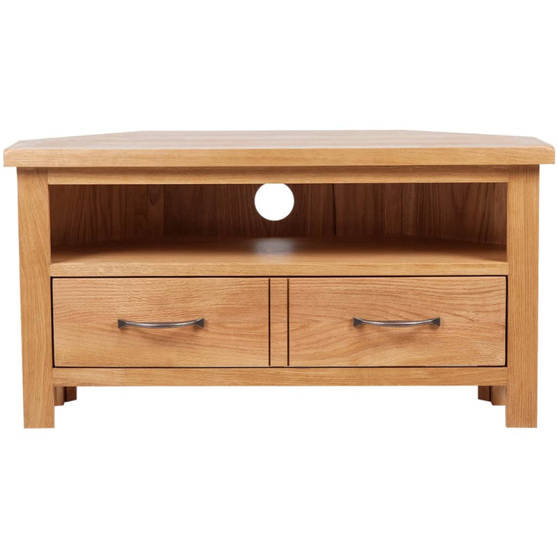 TV Cabinet with Drawer Solid Oak Wood 34.6"x16.5"x18.1"