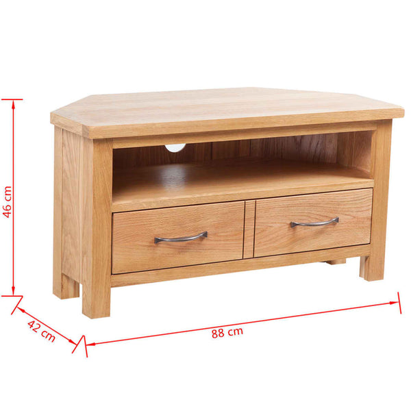 TV Cabinet with Drawer Solid Oak Wood 34.6"x16.5"x18.1"