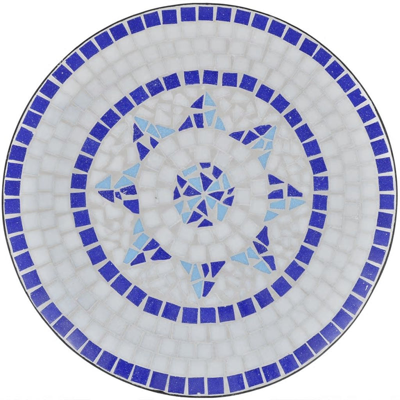 3 Piece Bistro Set Ceramic Tile Blue and White