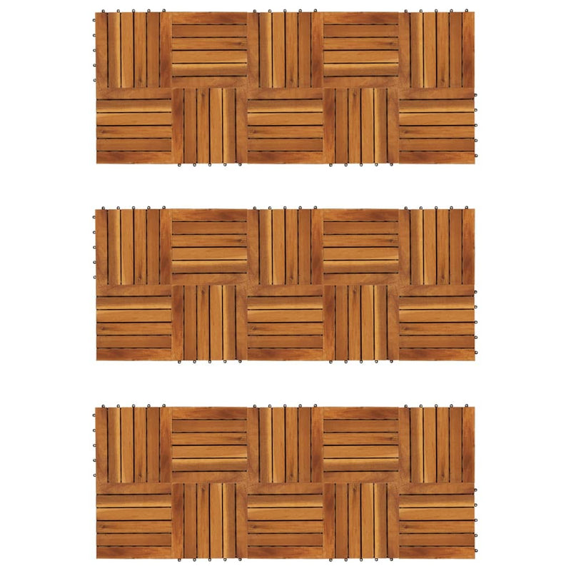 Decking Tiles Vertical Pattern 11.8"x11.8" Acacia Set of 30