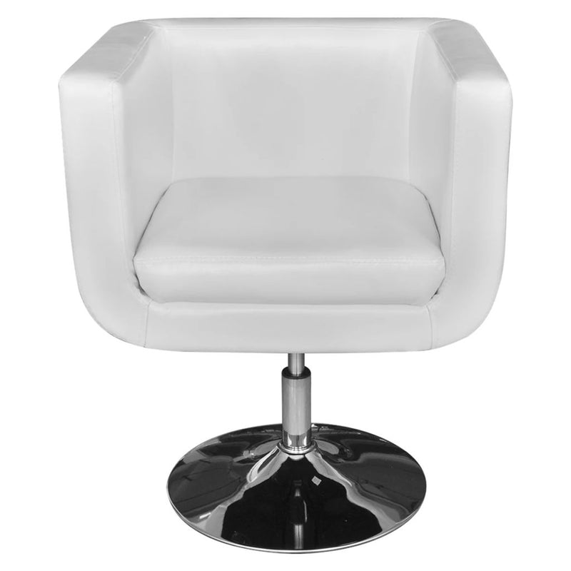 Armchair with Chrome Base White Faux Leather