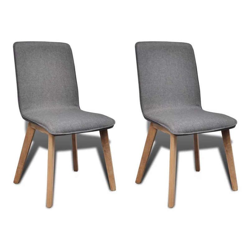 Dining Chairs 2 pcs Dark Gray Fabric and Solid Oak Wood
