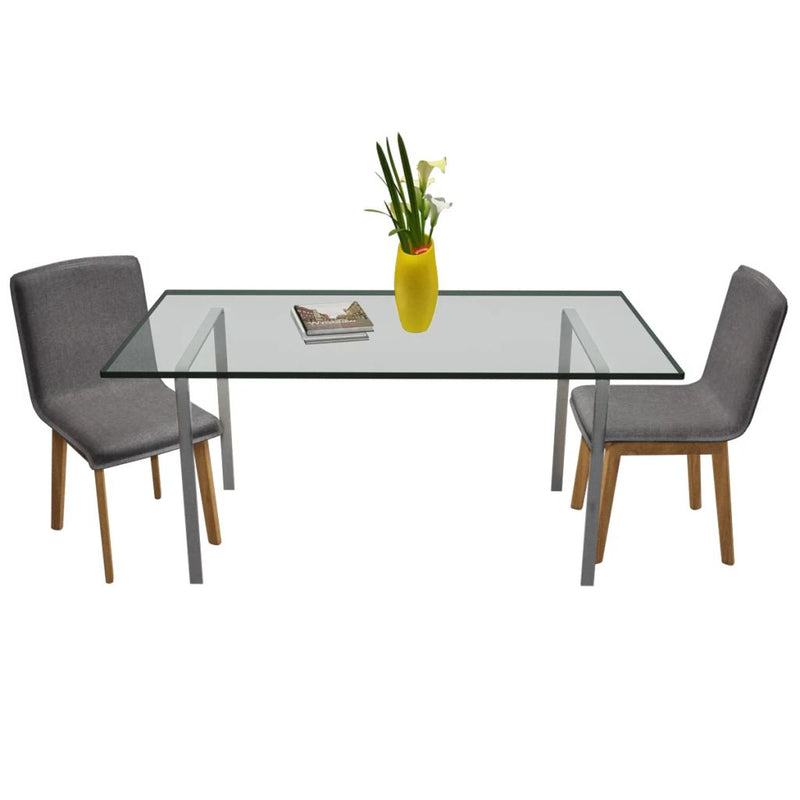 Dining Chairs 2 pcs Dark Gray Fabric and Solid Oak Wood