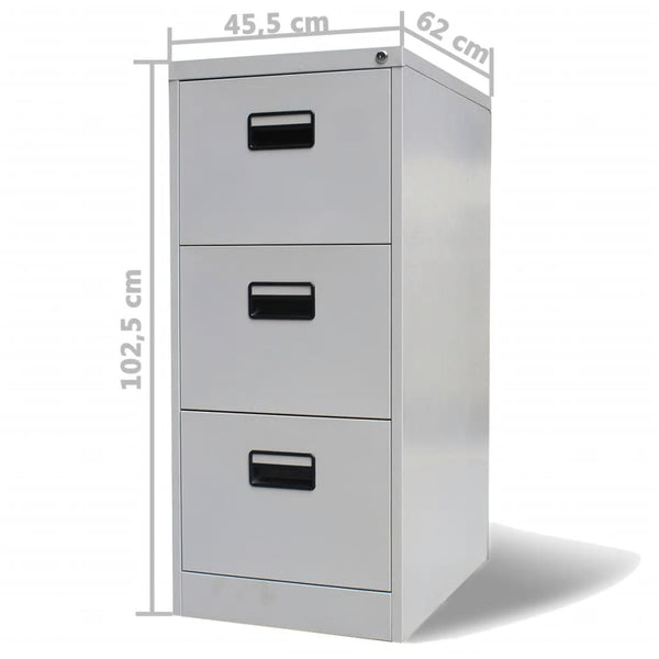 File Cabinet with 3 Drawers Gray 40.4" Steel