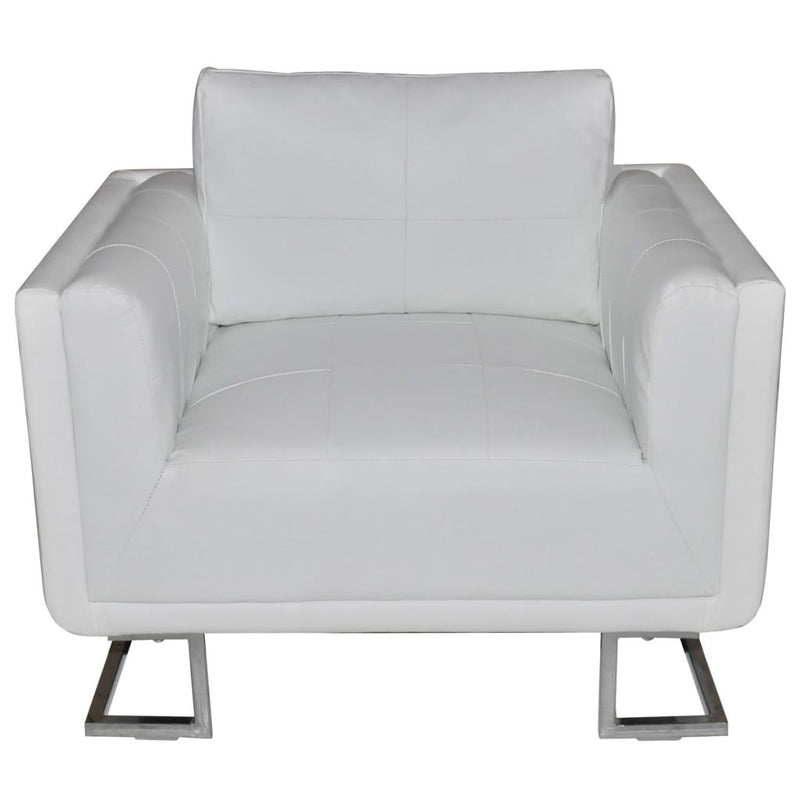 Cube Armchair White Leather