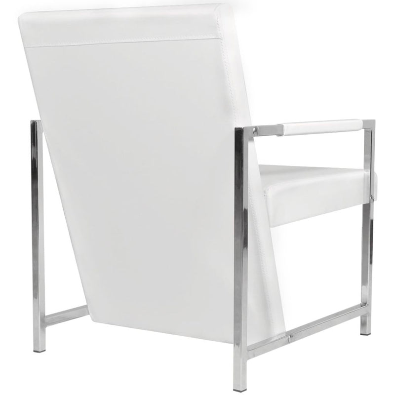 Cube Armchair White Faux Leather