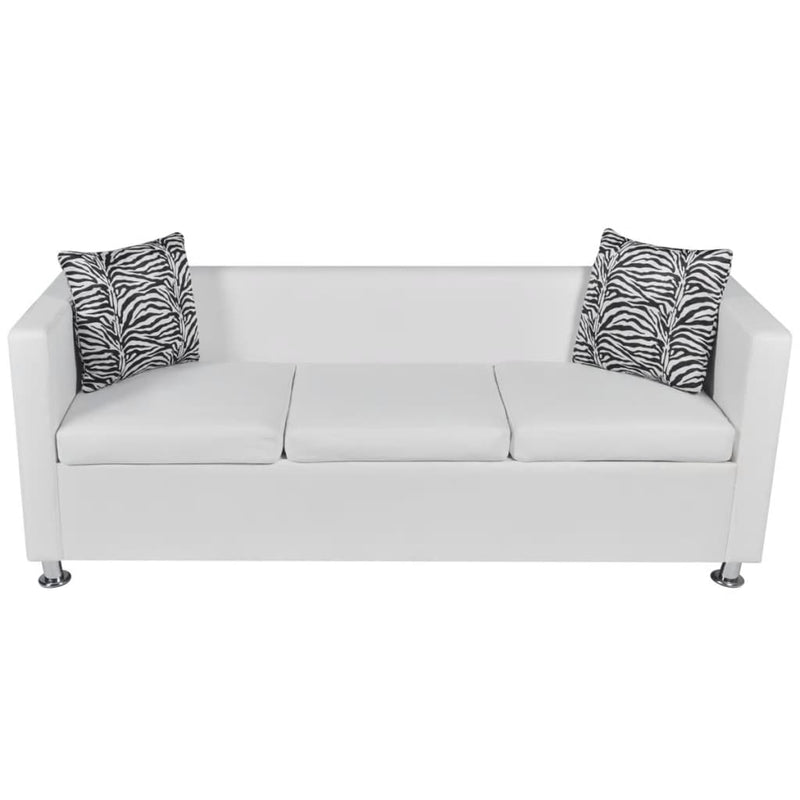 Sofa 3-Seater Artificial Leather White