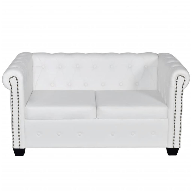 Chesterfield 2-Seater Artificial Leather White
