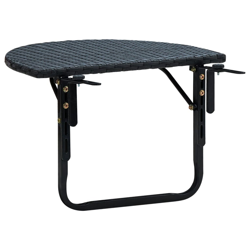 Balcony Table 23.6"x23.6"x12.5" Black Poly Rattan