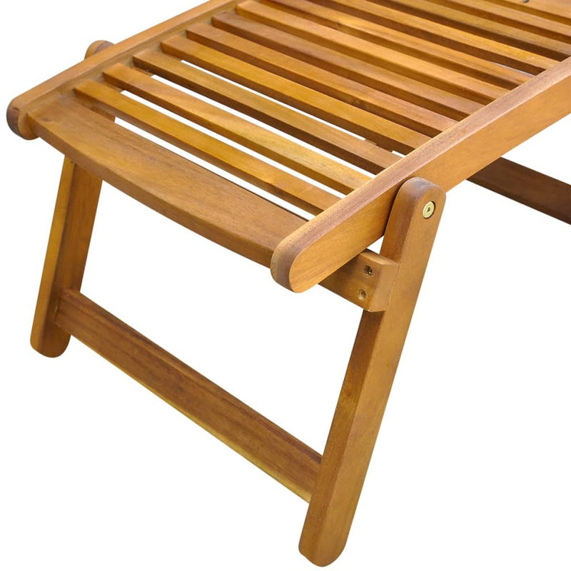 Deck Chair with Footrest Solid Acacia Wood