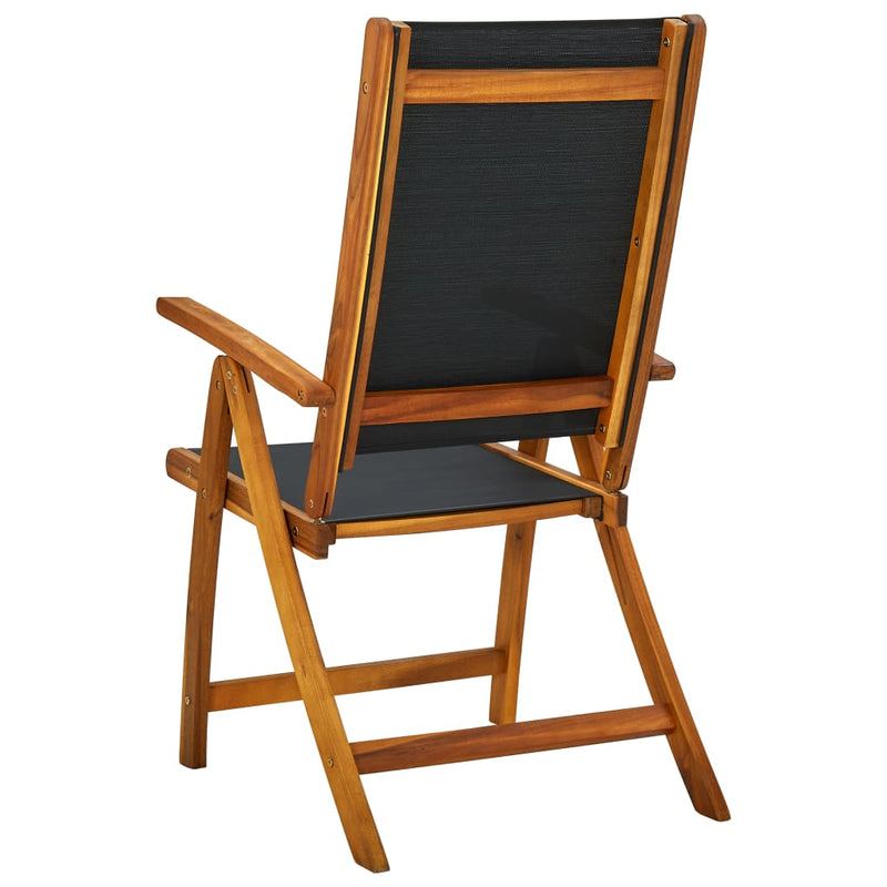 Folding Patio Chairs 2 pcs Solid Acacia Wood and Textilene
