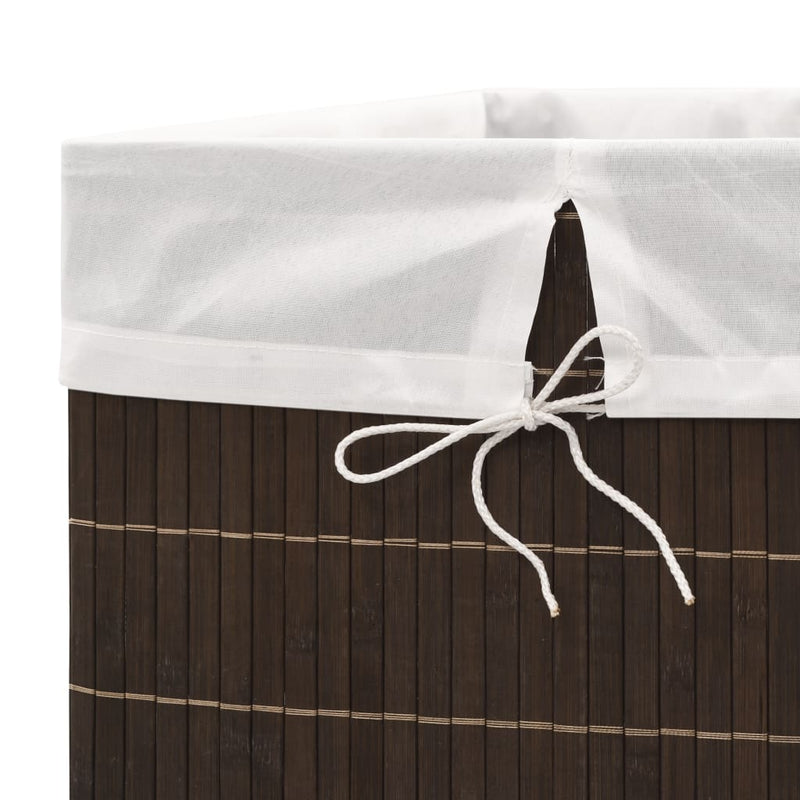 Bamboo Laundry Bin Rectangular Dark Brown