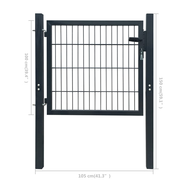 Fence Gate Steel Anthracite 41.3"x59.1"