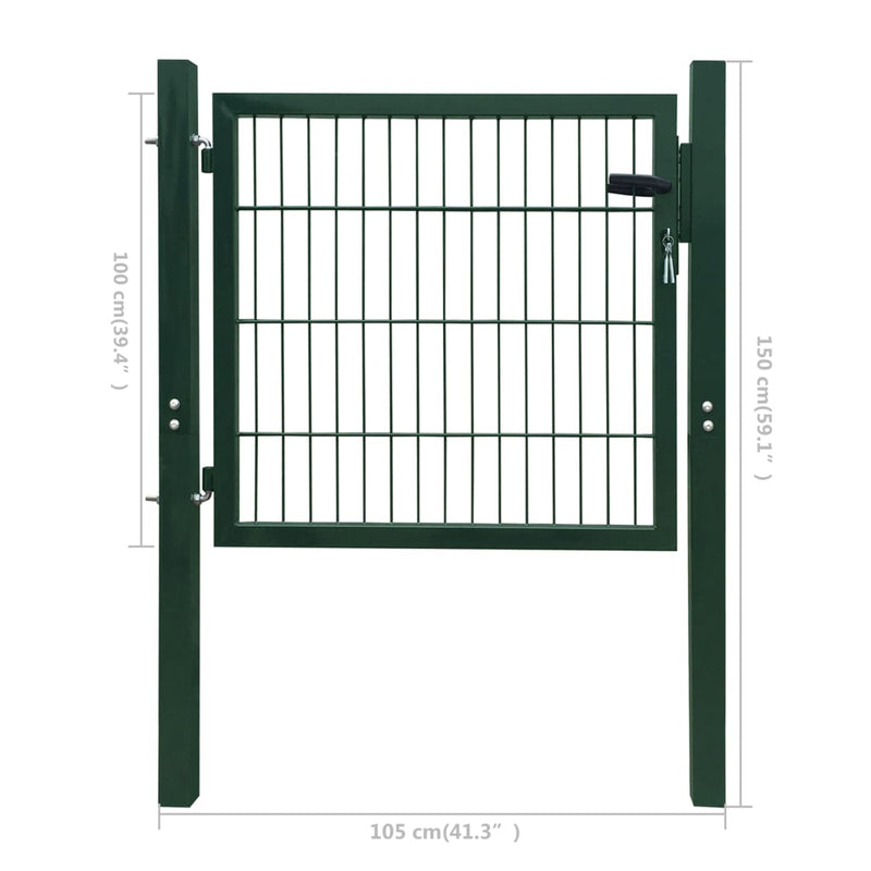 Fence Gate Steel Green 41.3"x59.1"