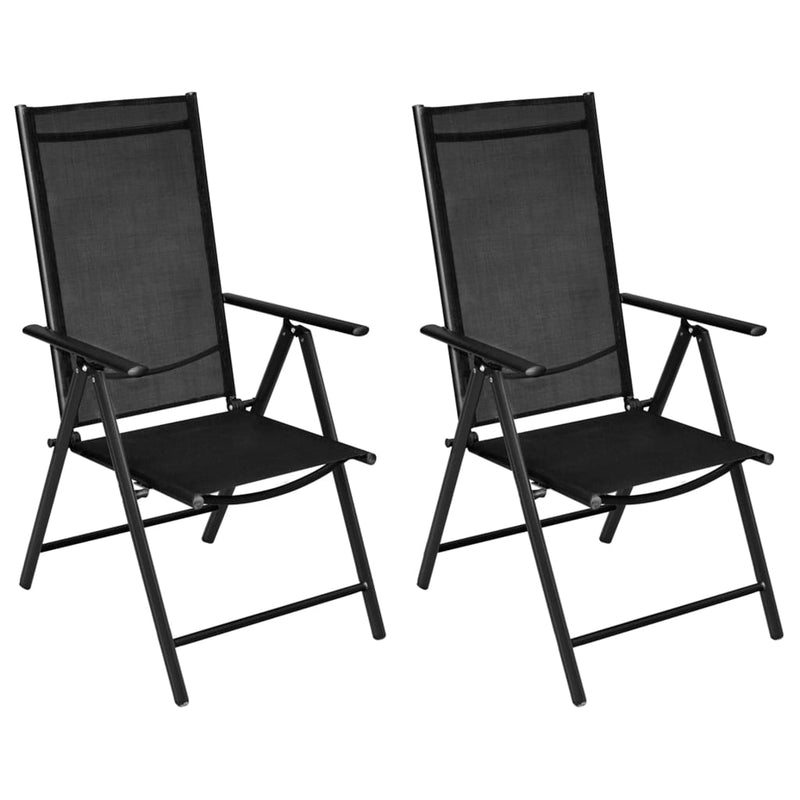 Folding Patio Chairs 2 pcs Aluminium and Textilene Black