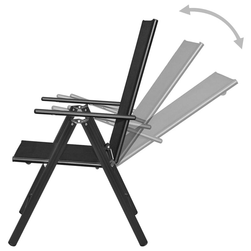 Folding Patio Chairs 2 pcs Aluminium and Textilene Black
