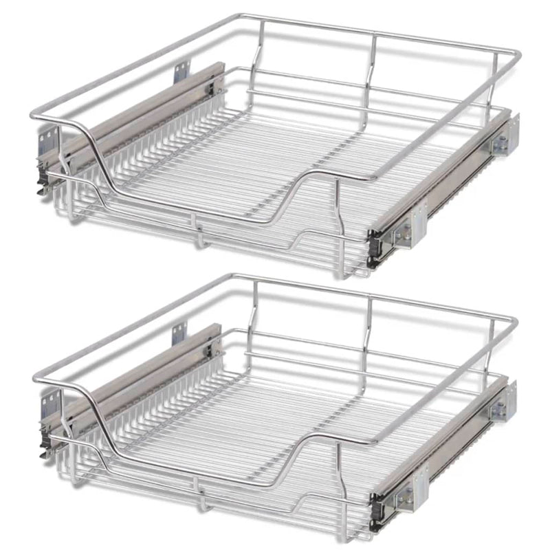 Pull-Out Wire Baskets 2 pcs Silver 19.7"