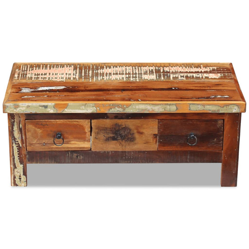 Coffee Table Drawers Solid Reclaimed Wood 35.4"x17.7"x13.8"