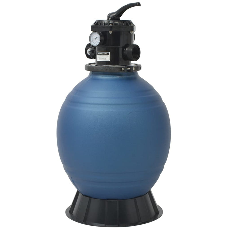 Pool Sand Filter with 6 Position Valve Blue 18 inch