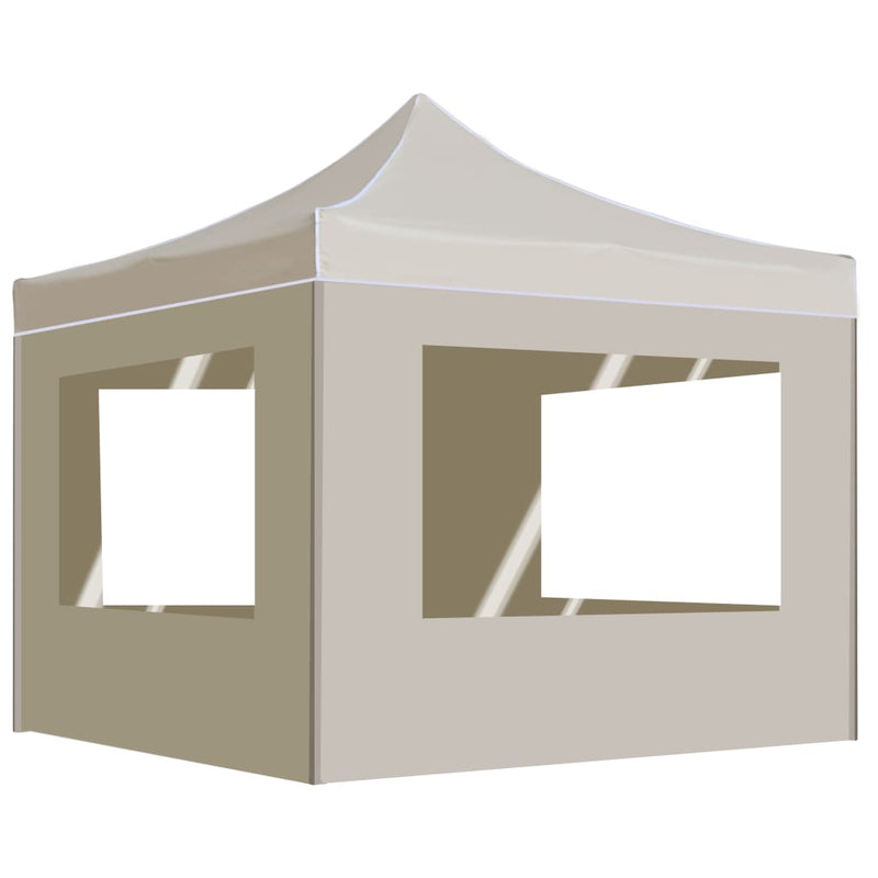 Professional Folding Party Tent with Walls Aluminium 118.1"x118.1" Cream