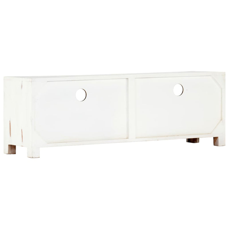 TV Cabinet White 47.2"x11.8"x15.7" Solid Acacia Wood