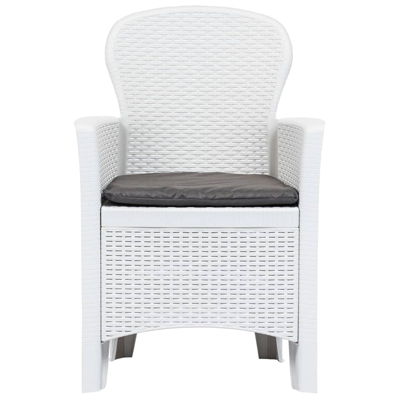 Patio Chairs 2 pcs with Cushion White Plastic Rattan Look