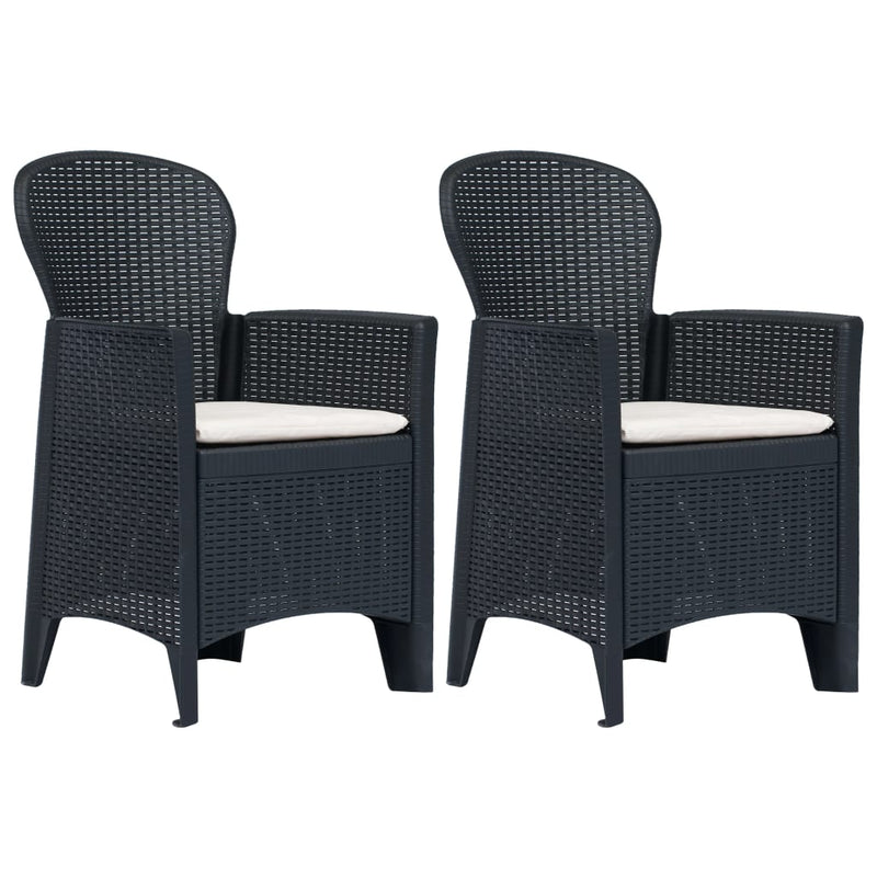 Patio Chairs 2 pcs with Cushion Anthracite Plastic Rattan Look