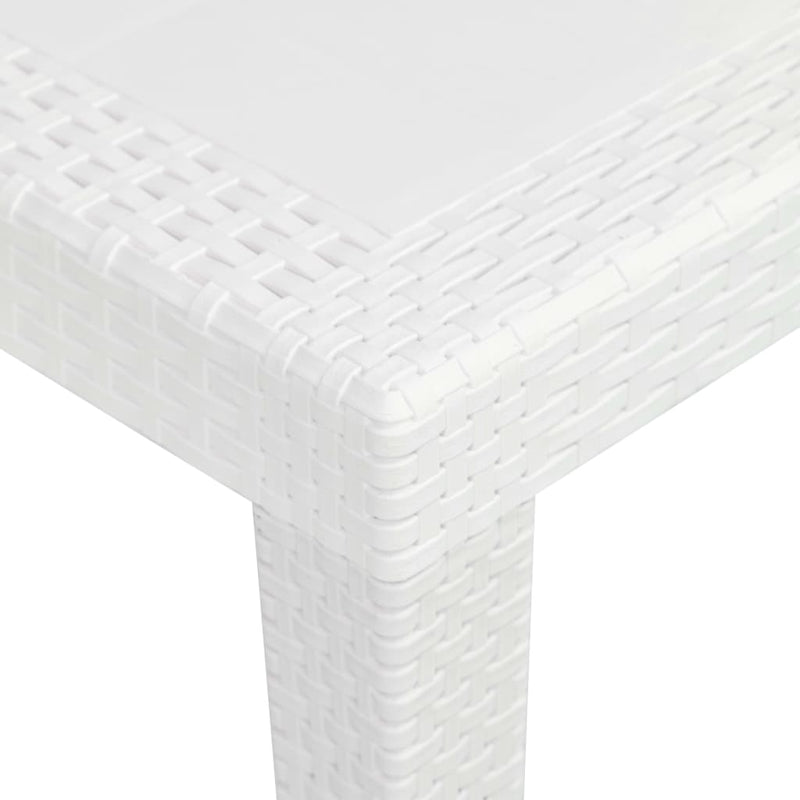 Patio Table White 31.1"x31.1"x28.3" Plastic Rattan Look