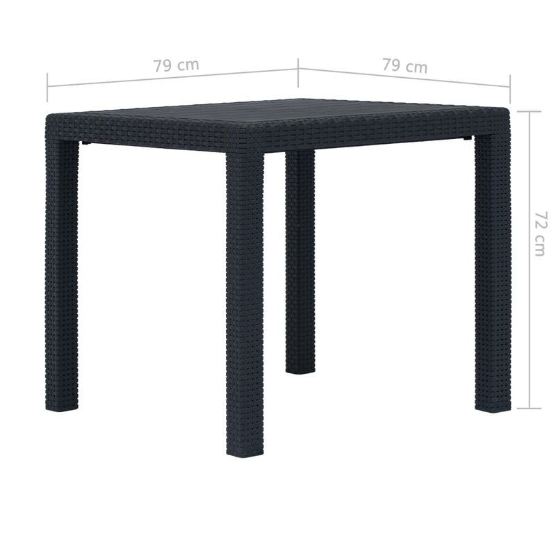 Patio Table Anthracite 31.1"x31.1"x28.3" Plastic Rattan Look