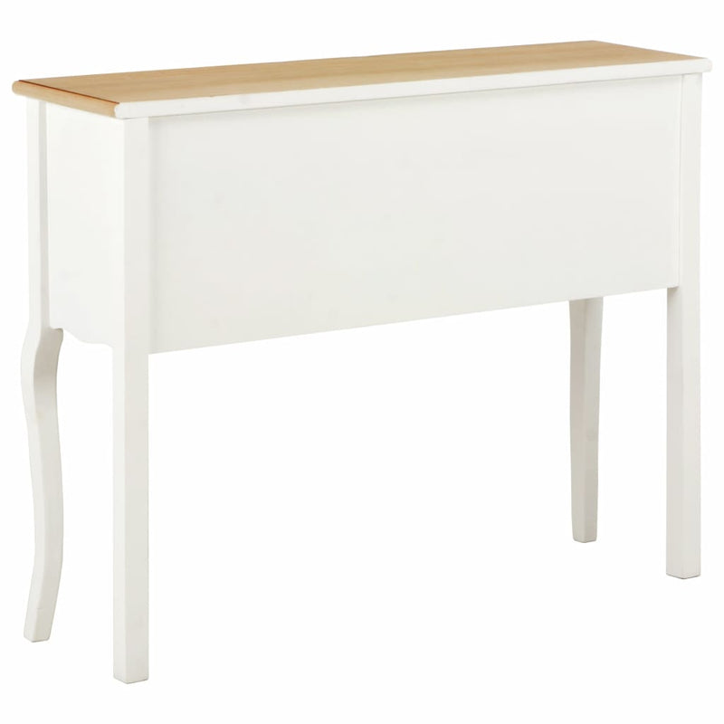 Sideboard White and Brown 43.3"x11.8"x33.5" Solid Wood