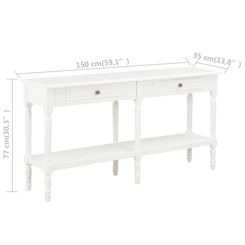 Sideboard White 59.1"x13.8"x30.3" Solid Wood
